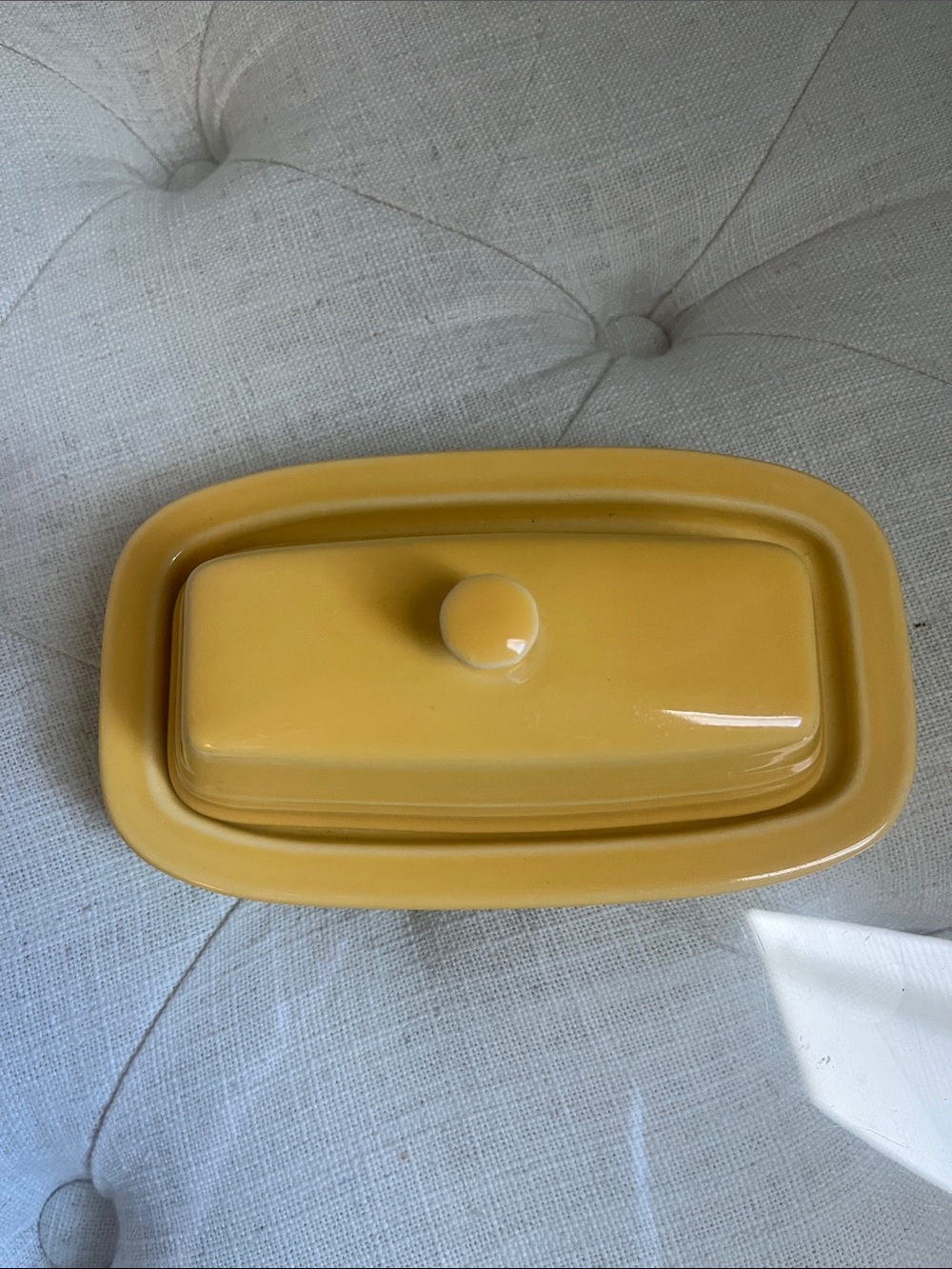 Fiesta Fiestaware Sunflower Yellow Ceramic Butter Dish with Lid Made in the USA - Picture 9 of 10